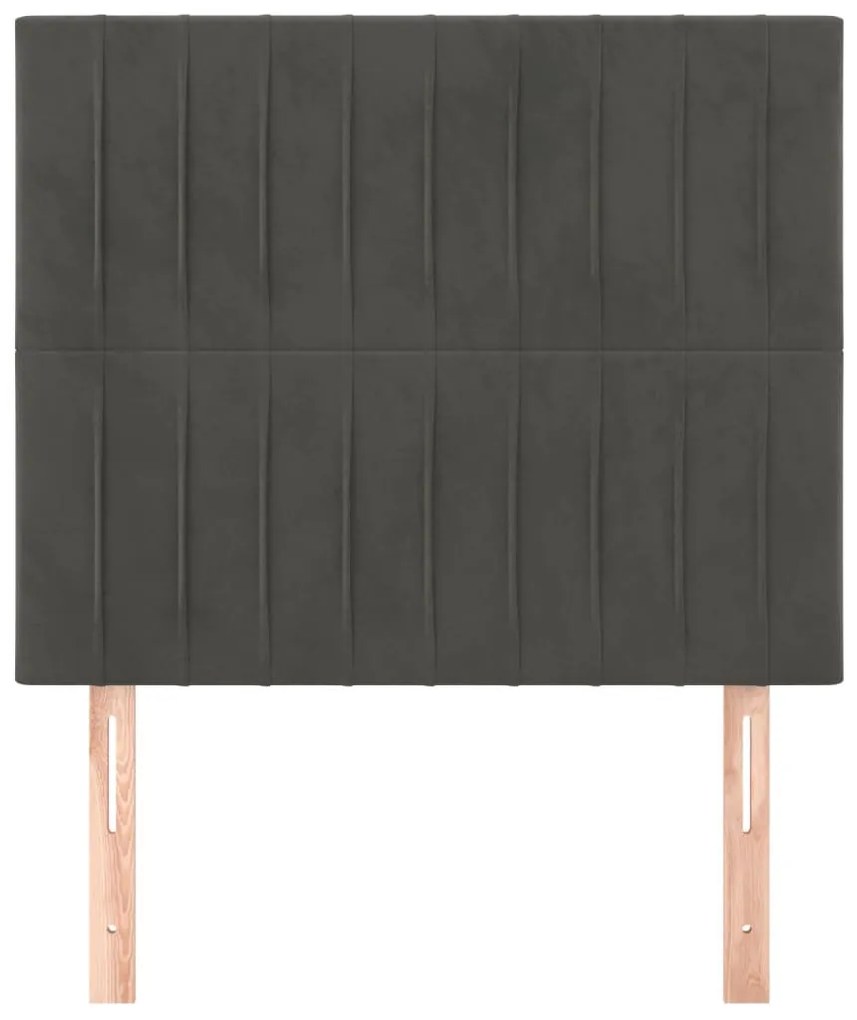 2 db sötétszürke bársony fejtámla 80 x 5 x 78/88 cm