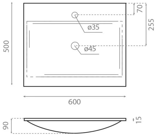 Bathco 0507 - Süllyesztett mosdó MONACO 60x50 cm gyanta/fehér