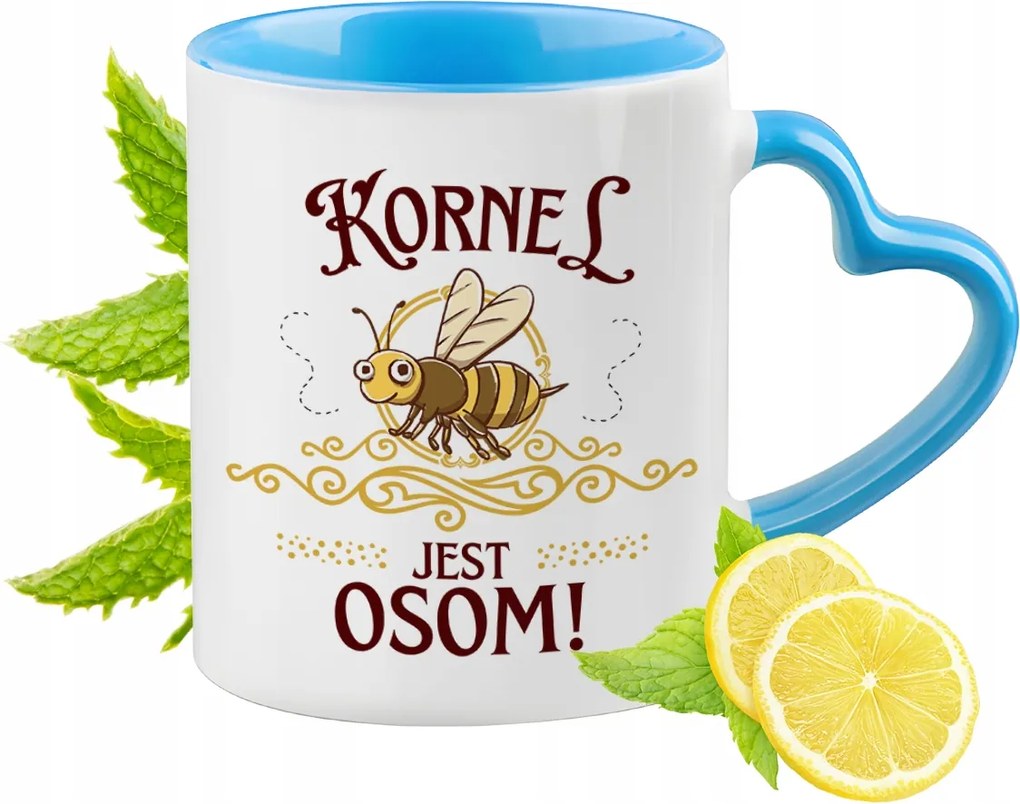 Kornélnak Kék Bögre Szív Alakú Füllel Kávé Ajándék