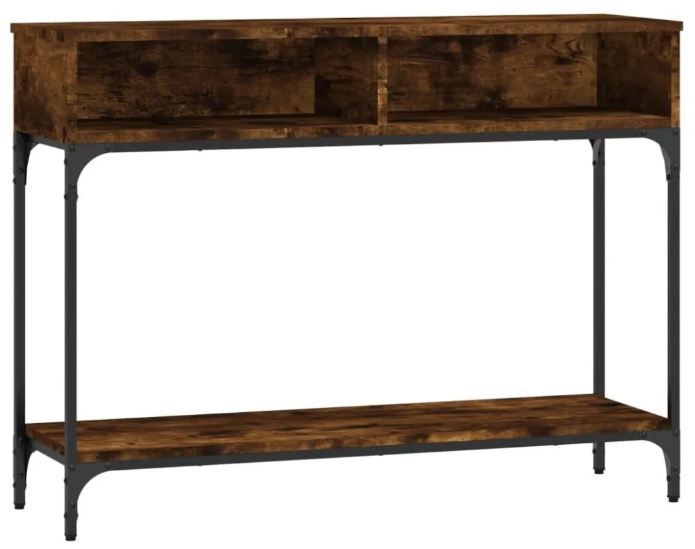 füstös tölgy színű szerelt fa tálalóasztal 100 x 30,5 x 75 cm