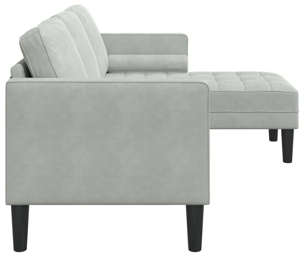 3-Fős Kanapé Chaise L alakú Világosszürke 160 cm Pamut