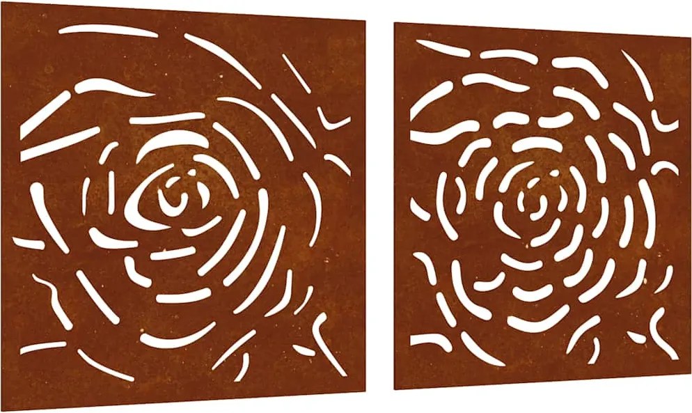 vidaXL 2 db rózsamintás corten acél kerti faldísz 55 x 55 cm