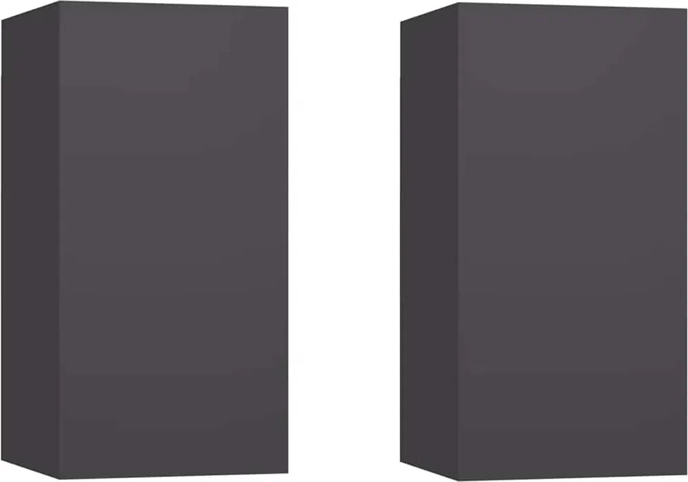 vidaXL 2 db szürke szerelt fa TV-szekrény 30,5 x 30 x 60 cm