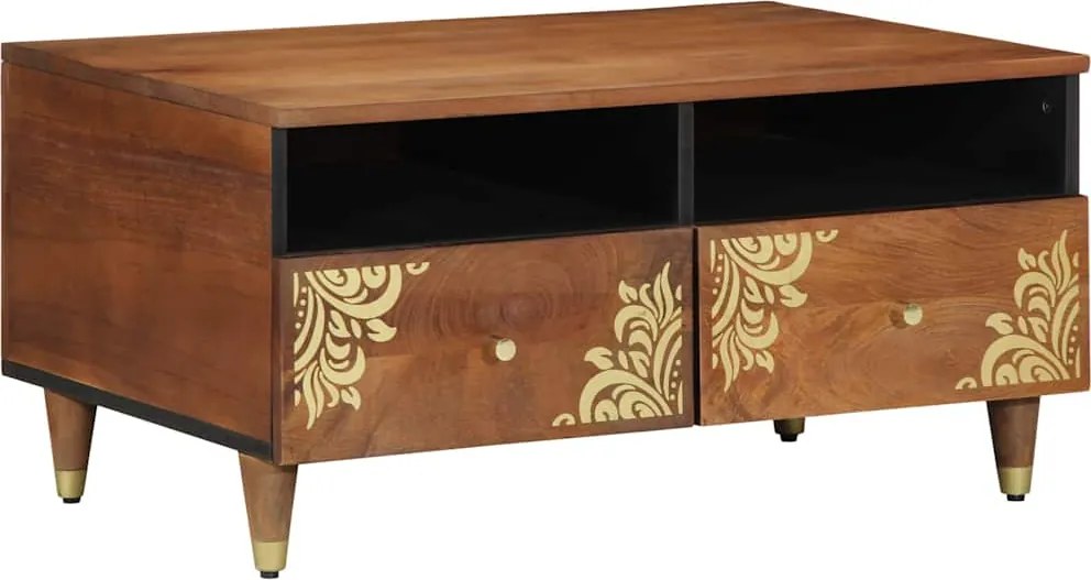 vidaXL Dohányzóasztal fiókkal Méz barna 80 x 54 x 40 cm Tömör Mangófát