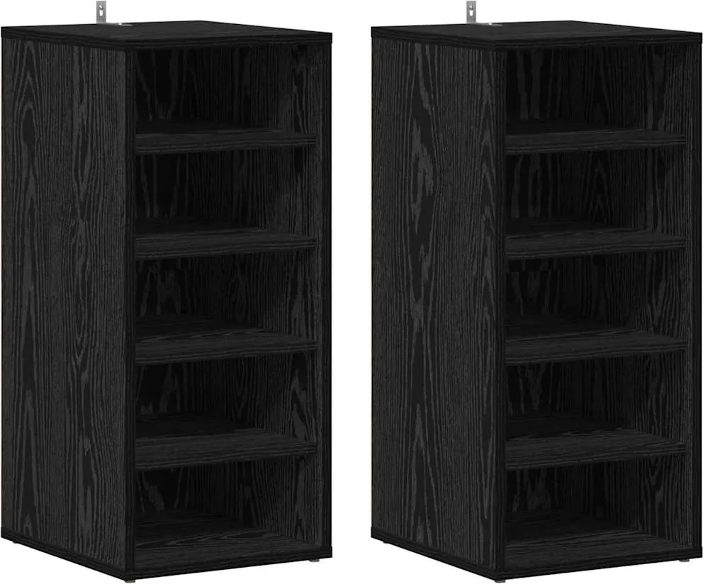 vidaXL Cipőszekrény 2 pcs Fekete tölgy 32 x 35 x 70 cm Faanyag