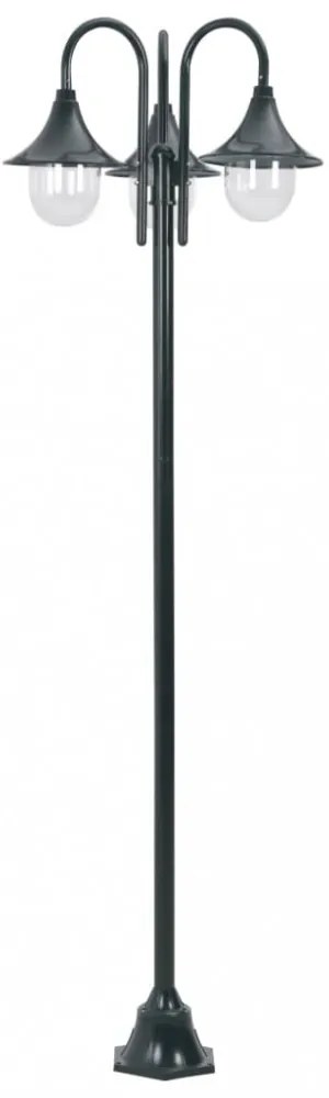 sötétzöld 3-égős alumínium kerti állólámpa, E27, 220 cm