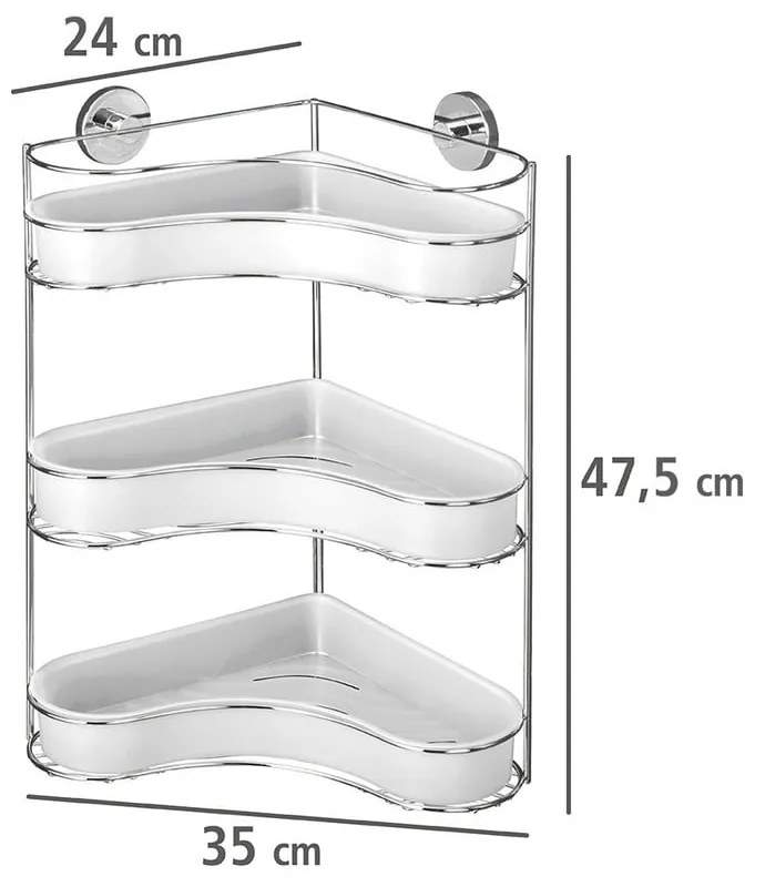 Vacuum-Loc háromszintes öntapadós sarokpolc, max. 33 kg - Wenko