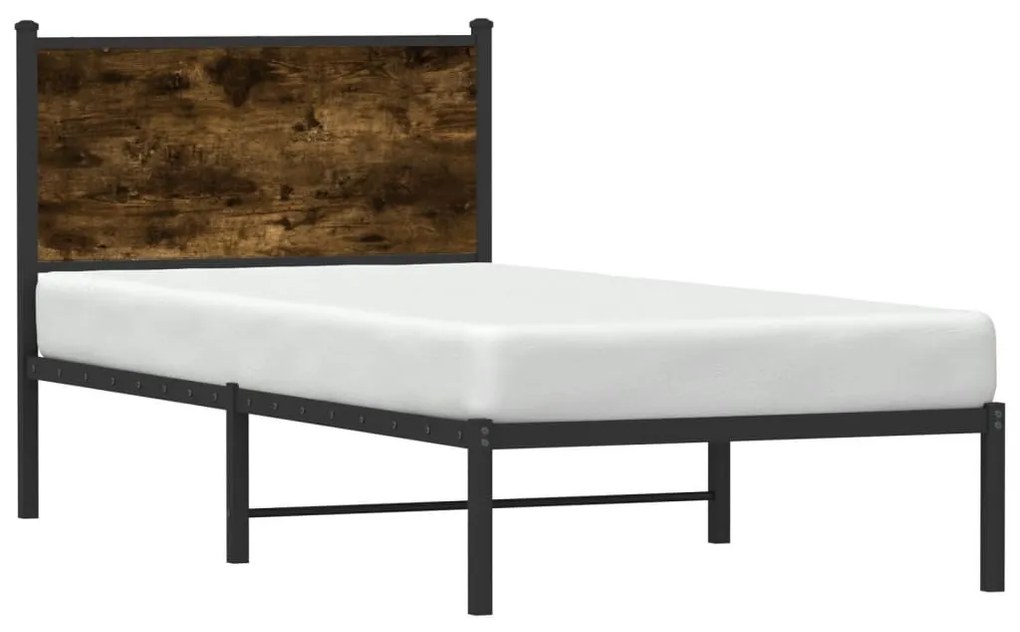 füstös tölgy színű fém ágykeret matrac nélkül 80 x 200 cm