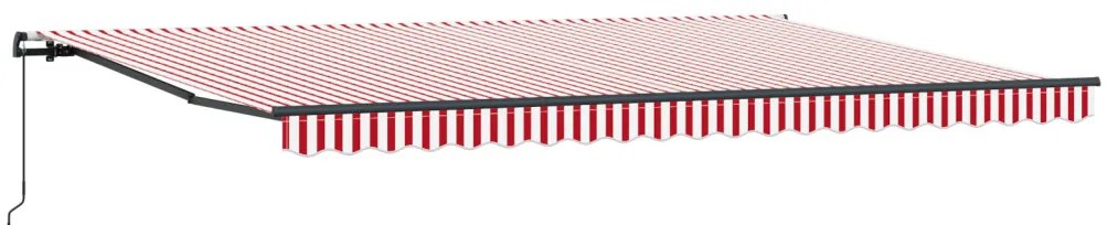 Kézi Behúzható Napellenző Piros és Fehér Csíkos 500x300 cm