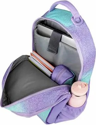 Iskolatáska, cipzáras, laptoptartóval, BELMIL Companion Serenity, lila, pillangó (BL338961L)