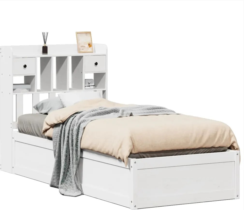 vidaXL fehér tömör fenyőfa ágy matrac nélkül 90 x 200 cm