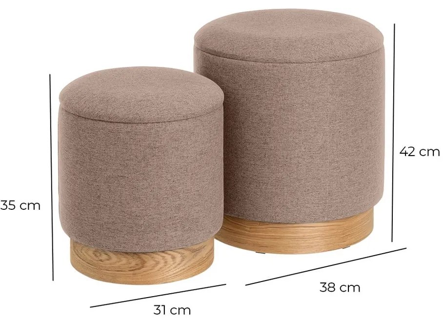 Világosbarna puff szett 2 db-os – Casa Selección