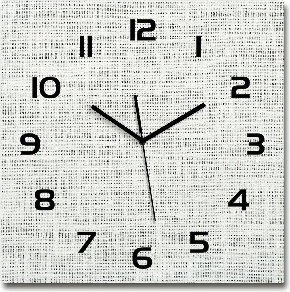 Csendes üveg falióra lenvászon fehér 60x60 cm