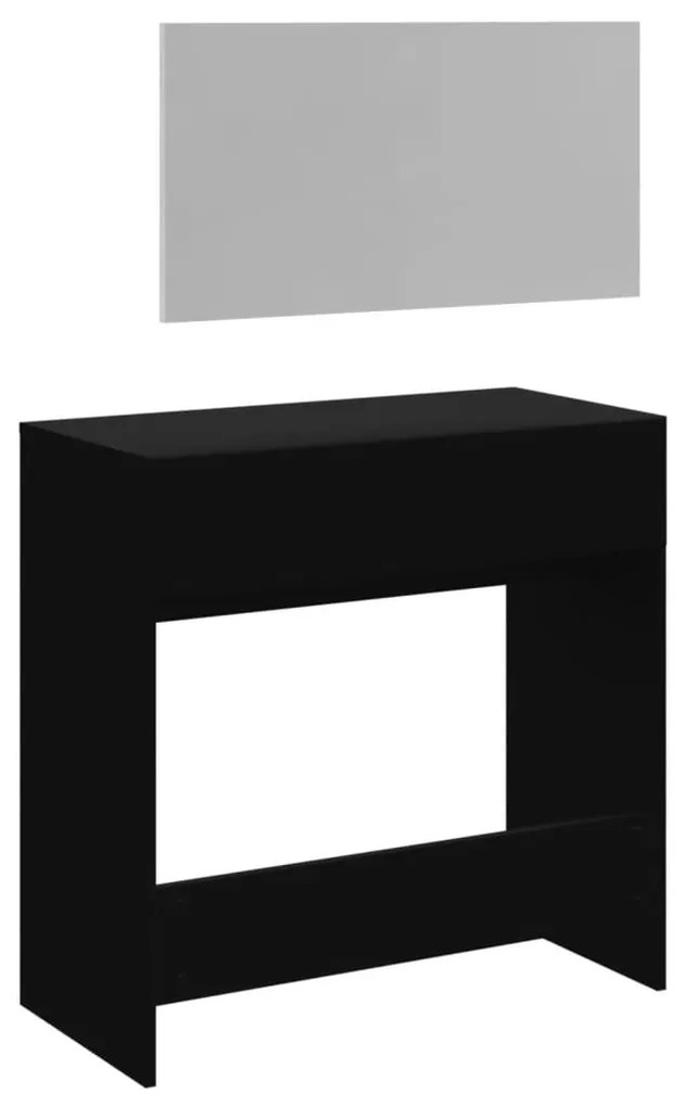 fekete fésülködőasztal tükörrel 80x39x80 cm