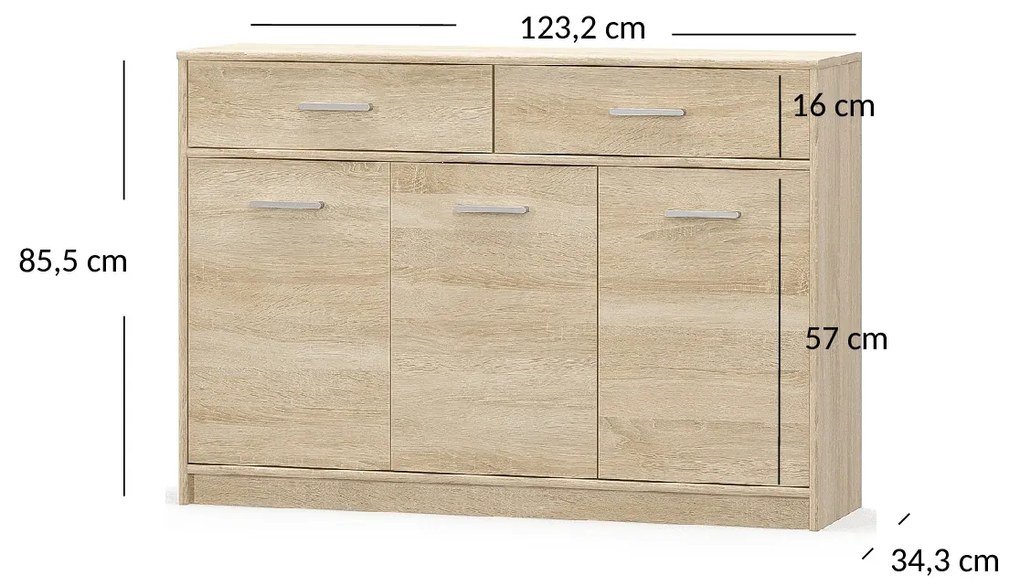 Komód Terrell (szonoma tölgy). Akció -20%. 1053282
