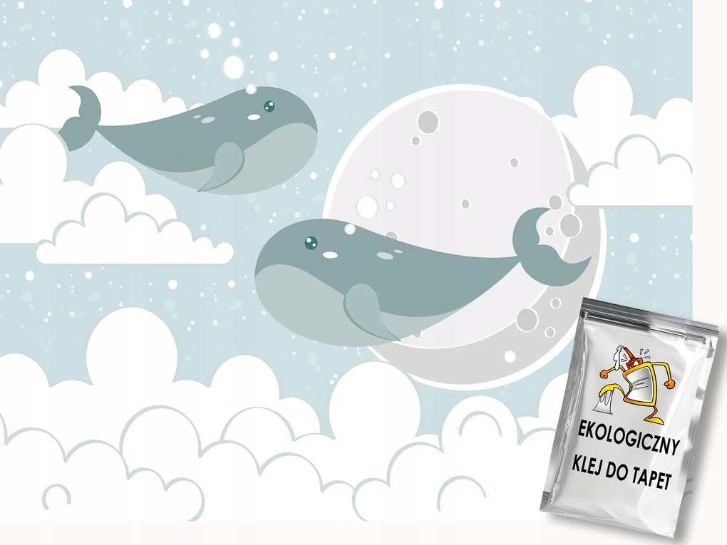 Fotótapéta Flizelina Kék bálnák gyerekszoba 100x75 ragasztó