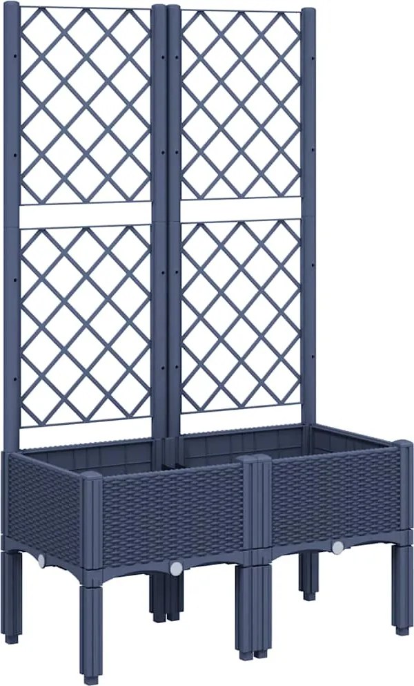vidaXL kékszürke PP rácsos kerti ültetőláda 80 x 40 x 142 cm