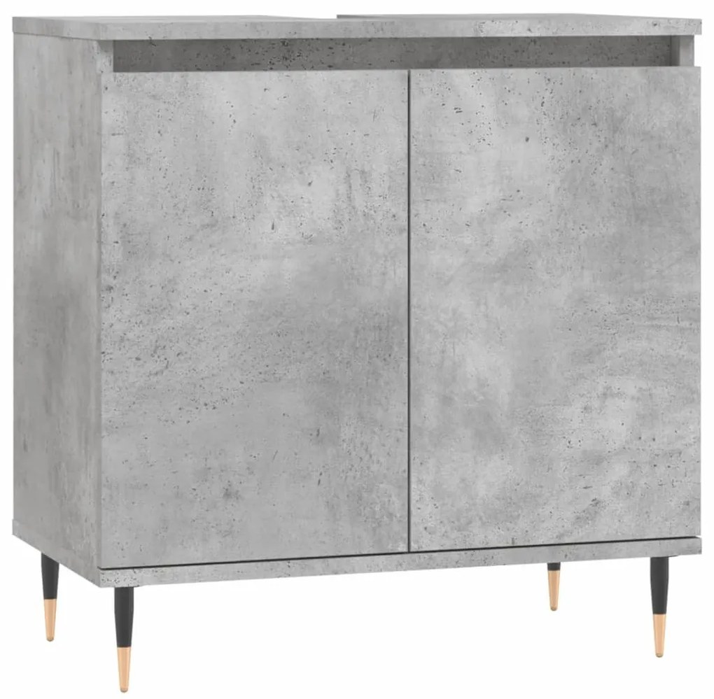 Betonszürke szerelt fa fürdőszobaszekrény 58x33x60 cm
