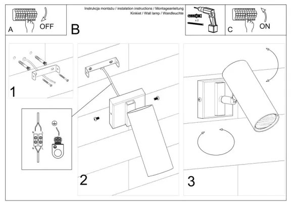 Fali spotlámpa DIREZIONE 1xGU10/40W/230V fekete