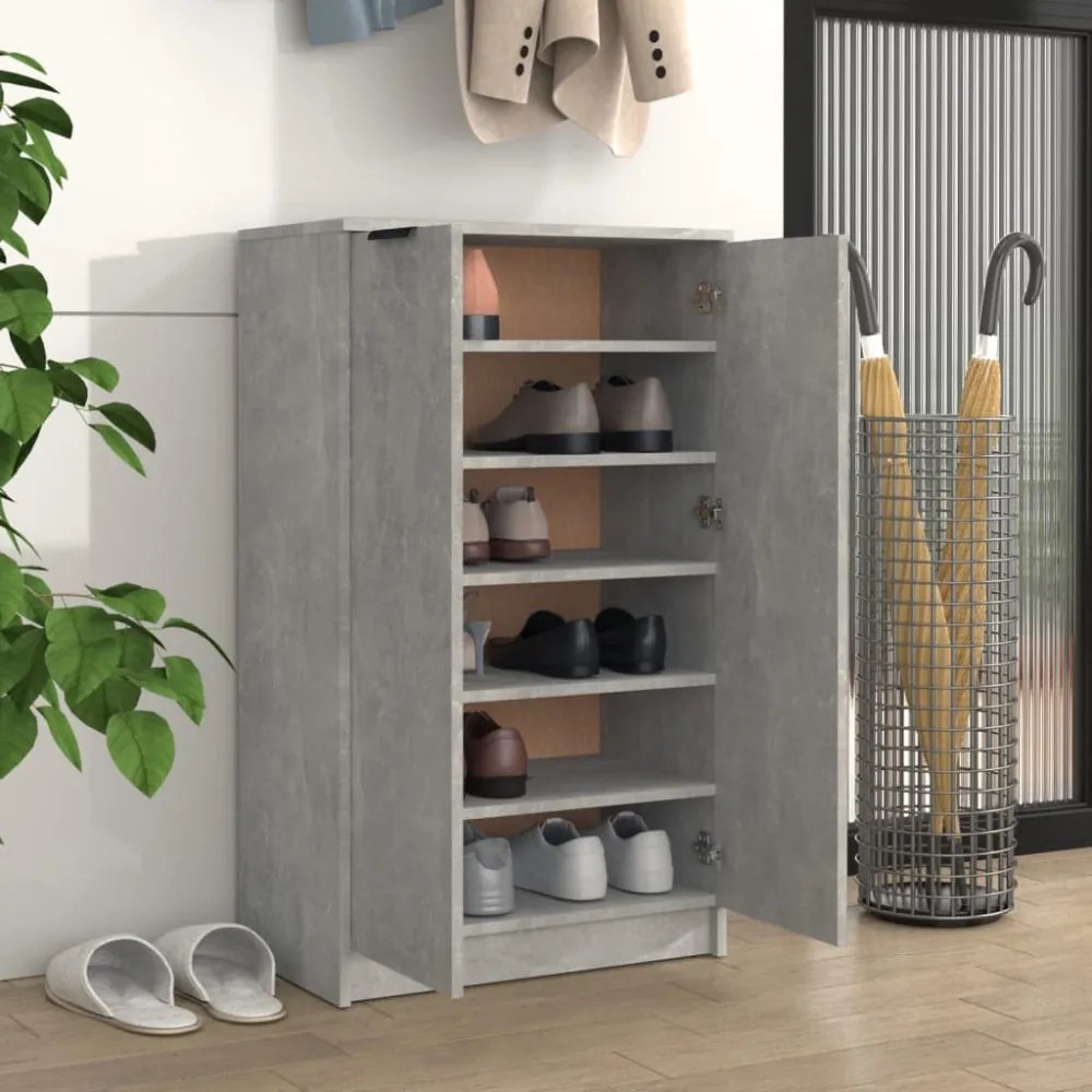 betonszürke szerelt fa cipősszekrény 59 x 35 x 100 cm
