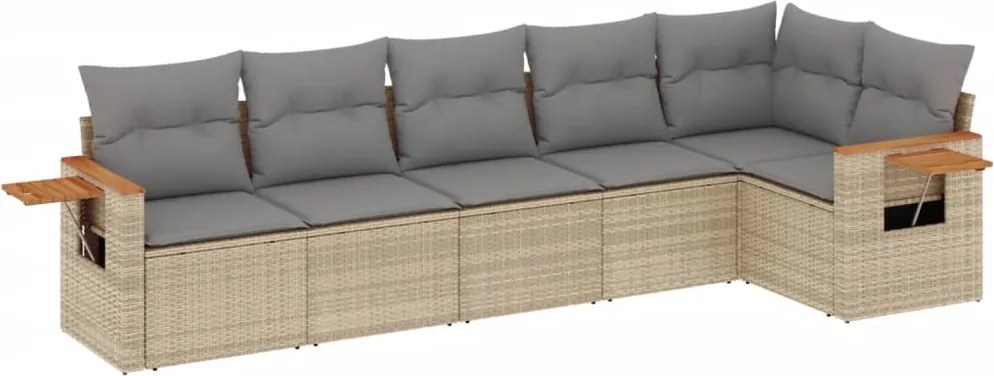 vidaXL 6 részes bézs polyrattan kerti ülőgarnitúra párnával
