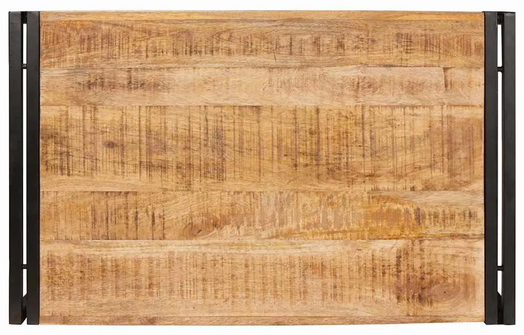 Fürdőszobai polc polcokkal 80 x 50 x 23 cm Tömör mangófa és vas