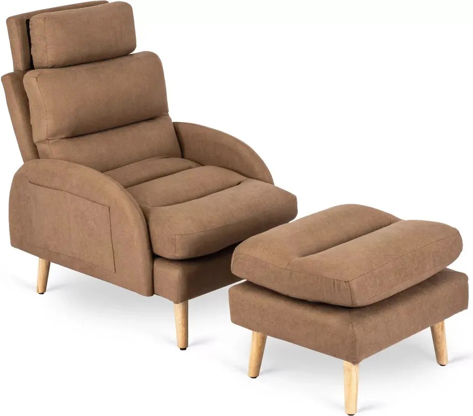 Kényelmes Fotel Barna Színben Lábtartóval. HENRY Belföldi Raktárról