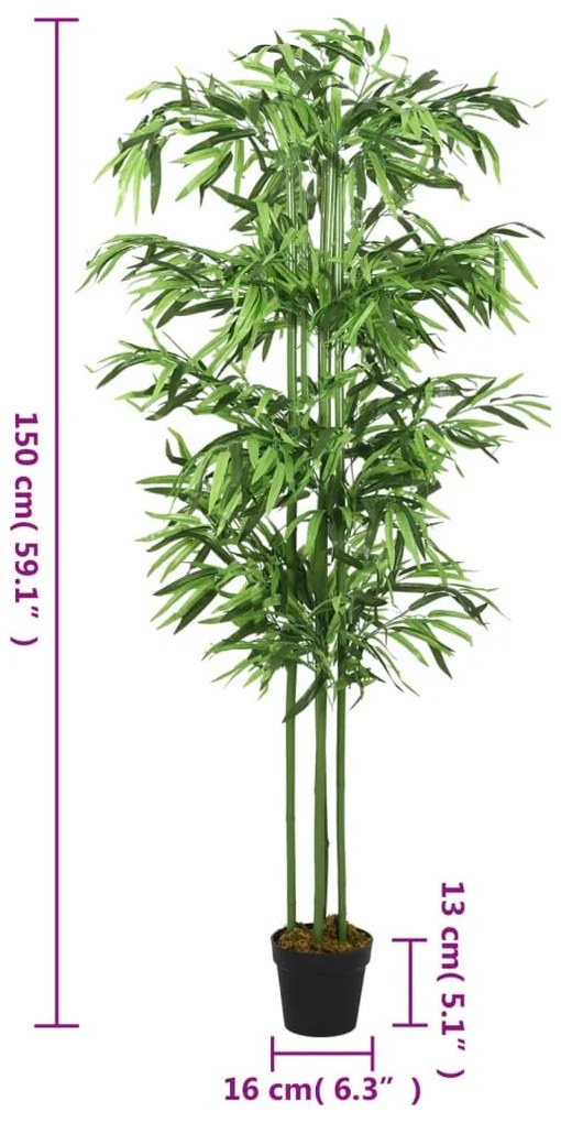 zöld mű bambuszfa 576 levéllel 150 cm