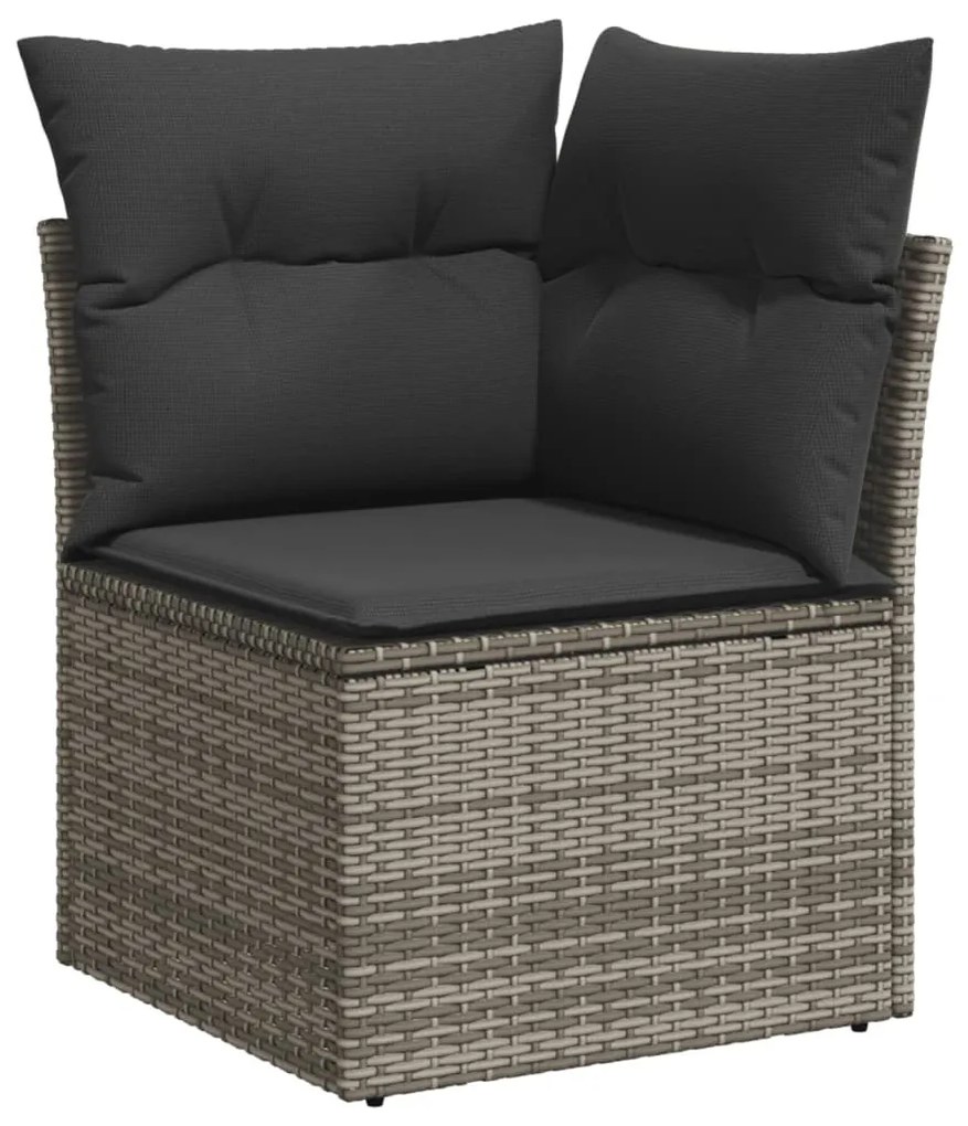 Szürke polyrattan kerti sarokkanapé párnával