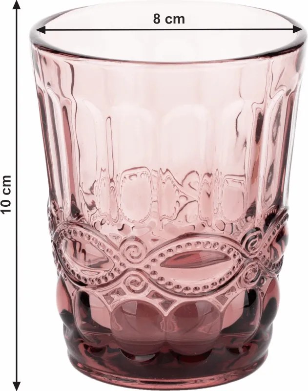 Vizespohár készlet, 6db, 240 ml, rózsaszín, FREGATA TYP 2