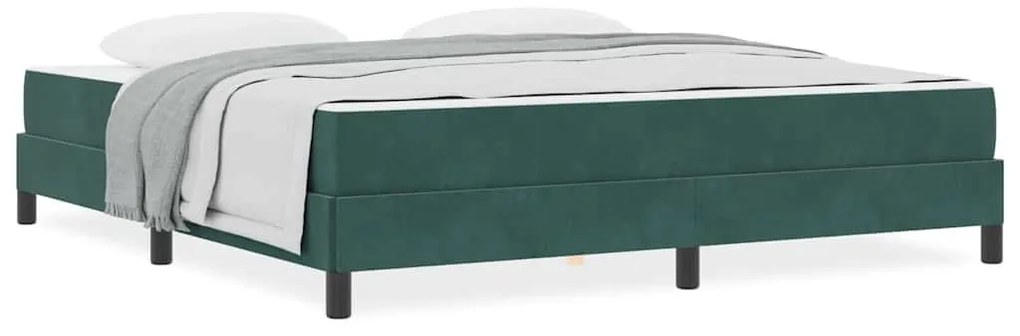 Boxspring ágy matraccal Sötétzöld 180 x 200 cm Bársony