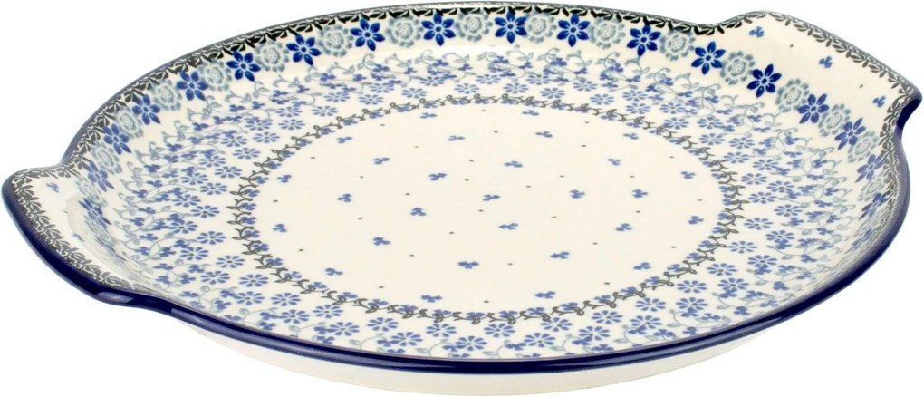 Kerek tálca fogantyúkkal 33/29.5cm Ceramika Artystyczna Bolesławiec