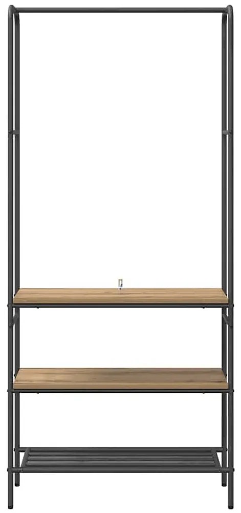 Ruhatartó polcokkal kézműves tölgy 77 x 30 x 171 cm Faanyag