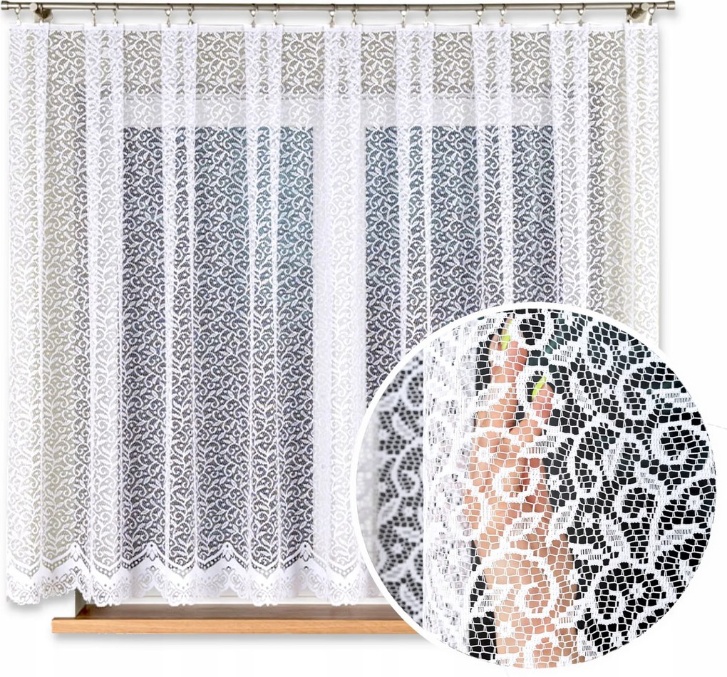 Függöny Rövid 300x160 Függöny Konyha Béka Fehér Mintás 10941