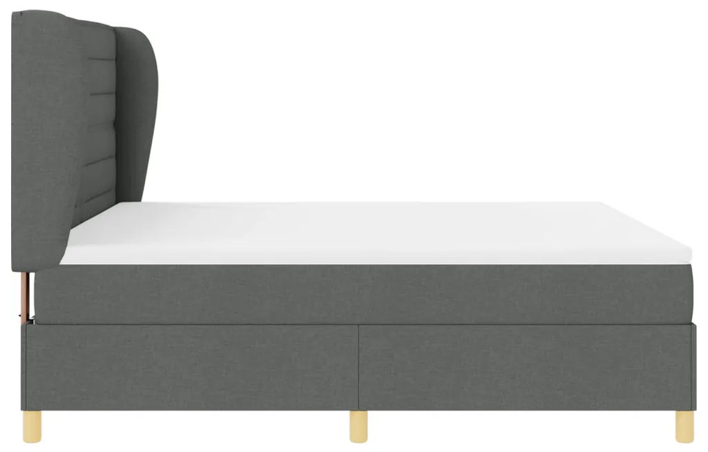 Boxspring Ágy Matraccal Sötétszürke, 180x200 cm Szövet