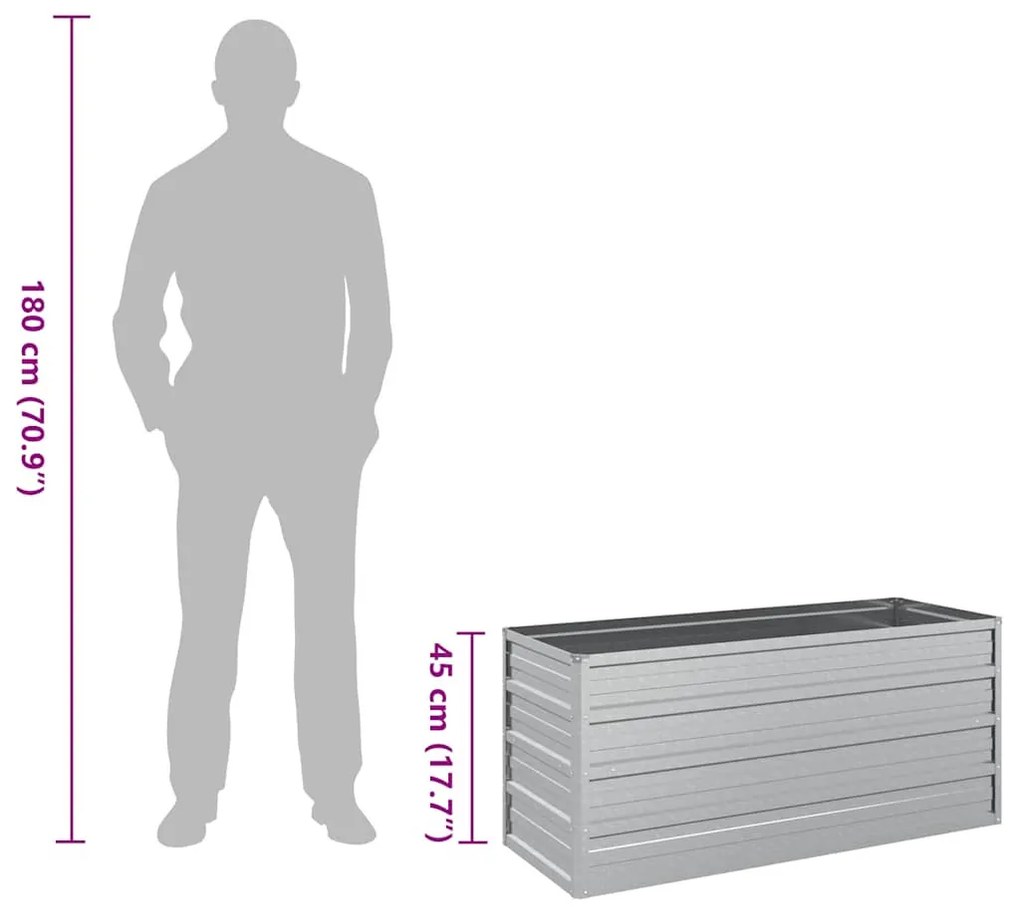 ezüstszínű horganyzott acél kerti magaságyás 100 x 40 x 45 cm