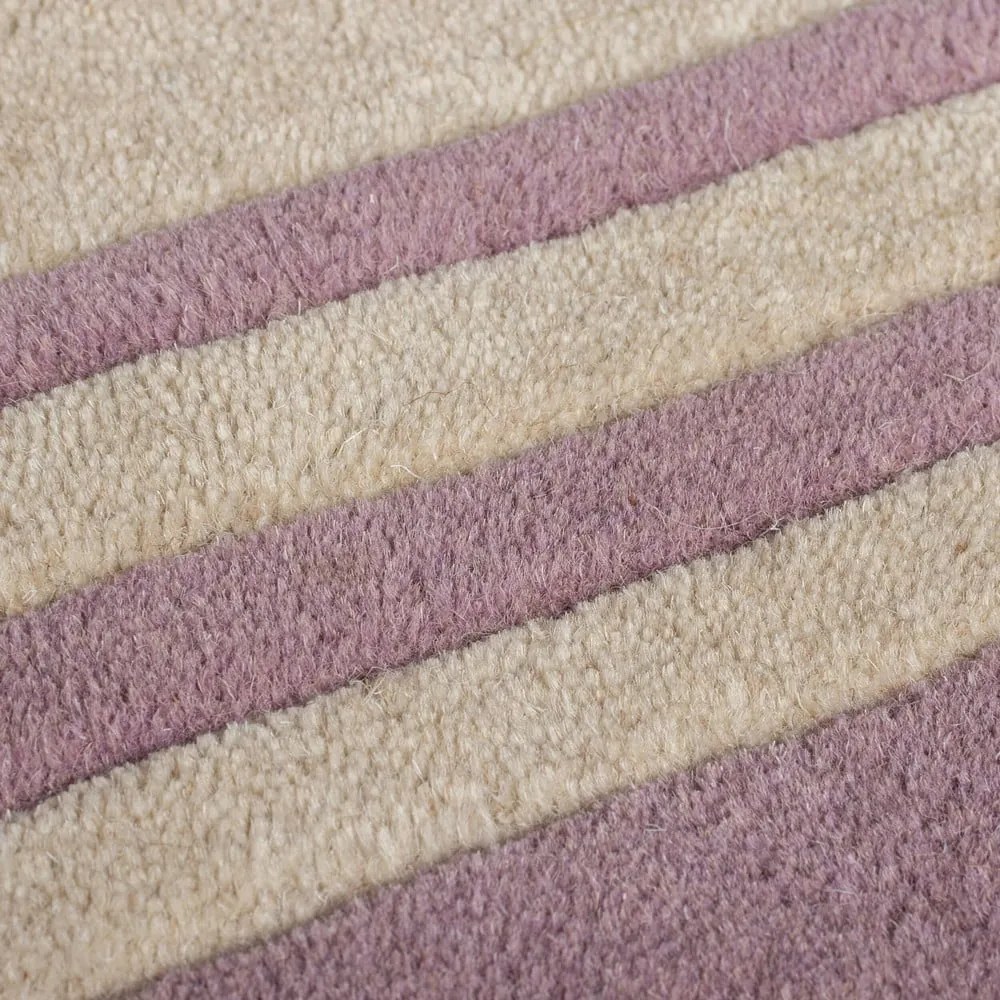 Lila-natúr színű kézi szövésű gyapjú szőnyeg 160x230 cm Lois Scallop – Flair Rugs