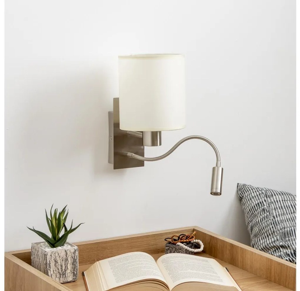 Brilagi -LED Rugalmas fali lámpa NUBILA 1xE27/25W/230V+LED/3W matt króm/krémes