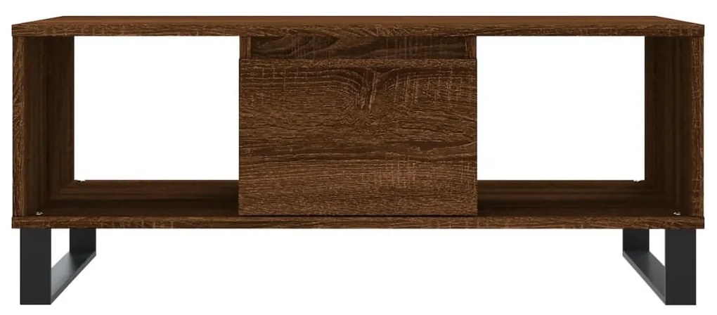 Barna tölgyszínű szerelt fa dohányzóasztal 90x50x36,5 cm