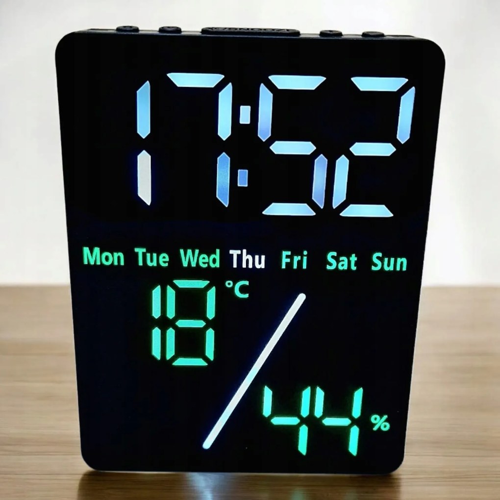 Modern Ébresztőóra LED-es óra hőmérővel Higrométer Dupla riasztás