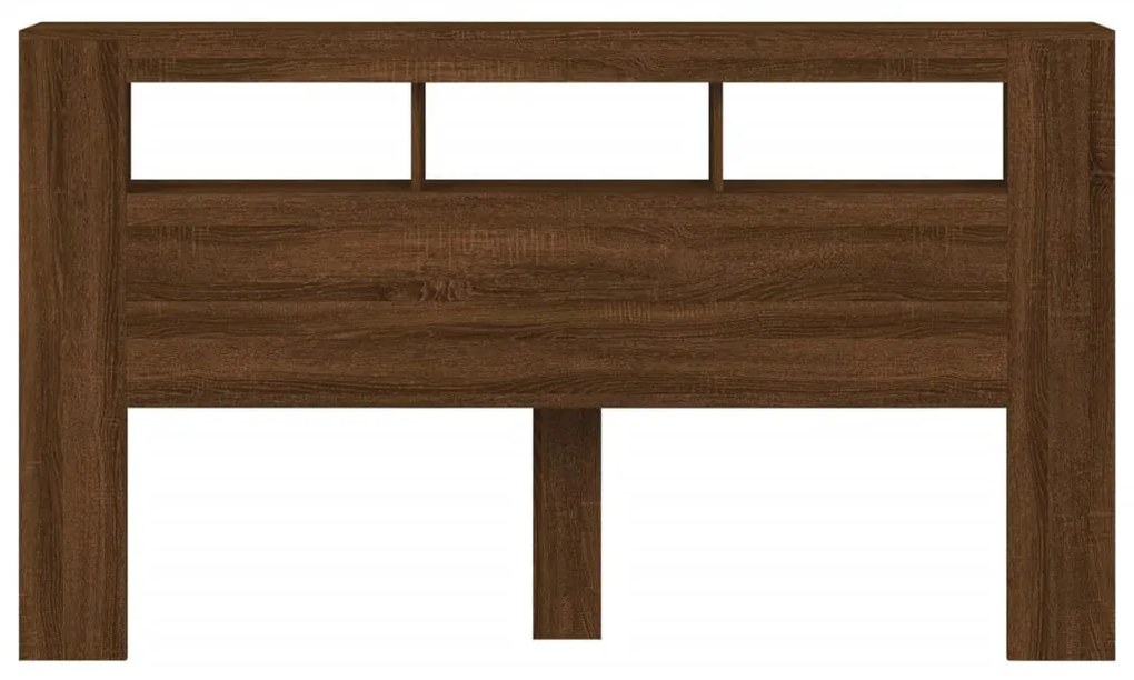 barna tölgyszínű szerelt fa LED-es fejtámla 180x18,5x103,5 cm