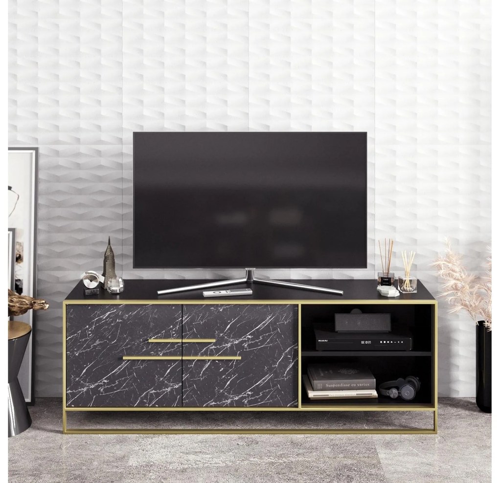 TV asztal/Szekrény Poppy 6 (arany + fekete) . 1102473