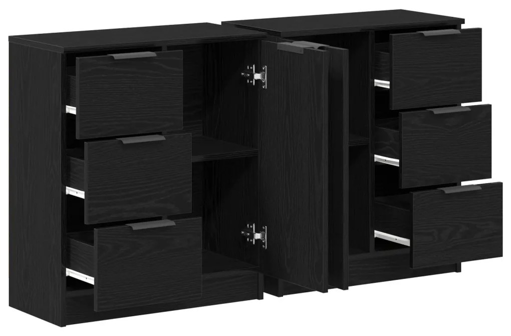 Tálalószekrény fiókkal Fekete tölgy 180 x 30 x 70 cm Faanyag