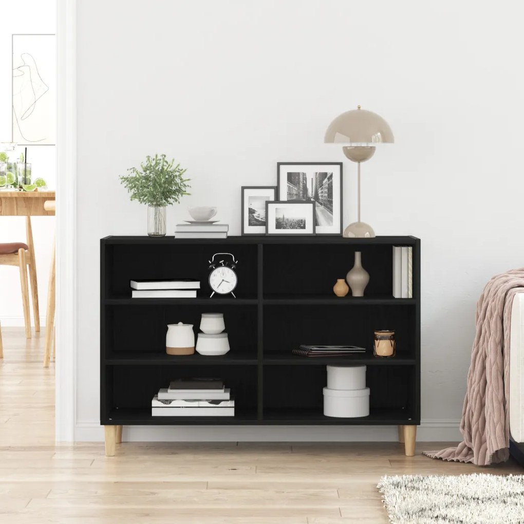 Fekete tölgyfa oldalszekrény 103,5x35x70 cm Műszaki fa
