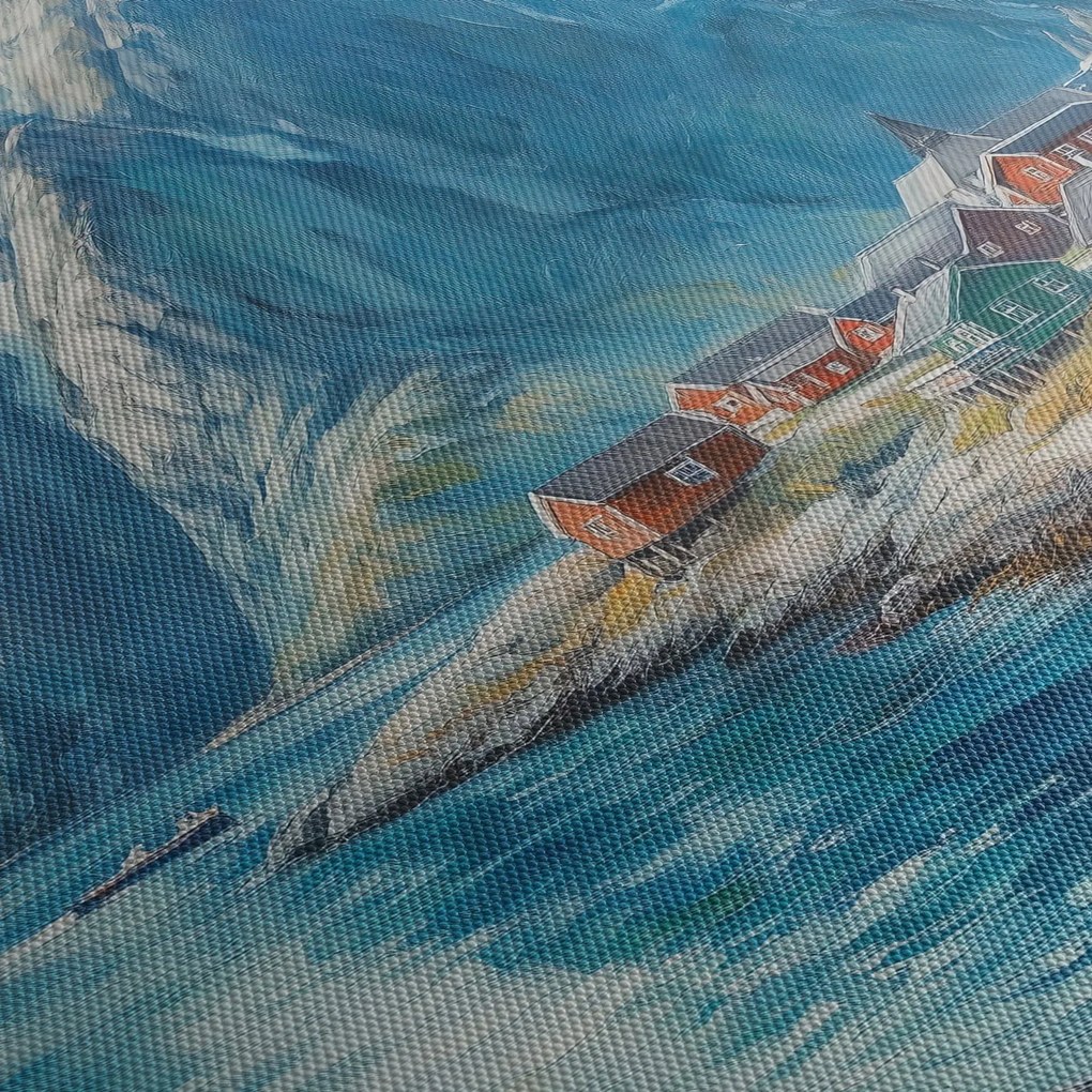 Kép - Norvég falu (órával) (90x30 cm)