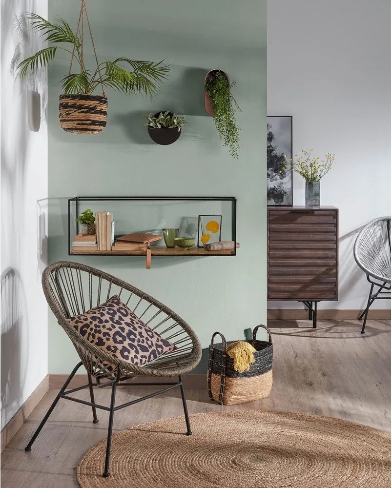 Fekete-natúr színű jegenyefenyő fali polc 90 cm Elisha – Kave Home