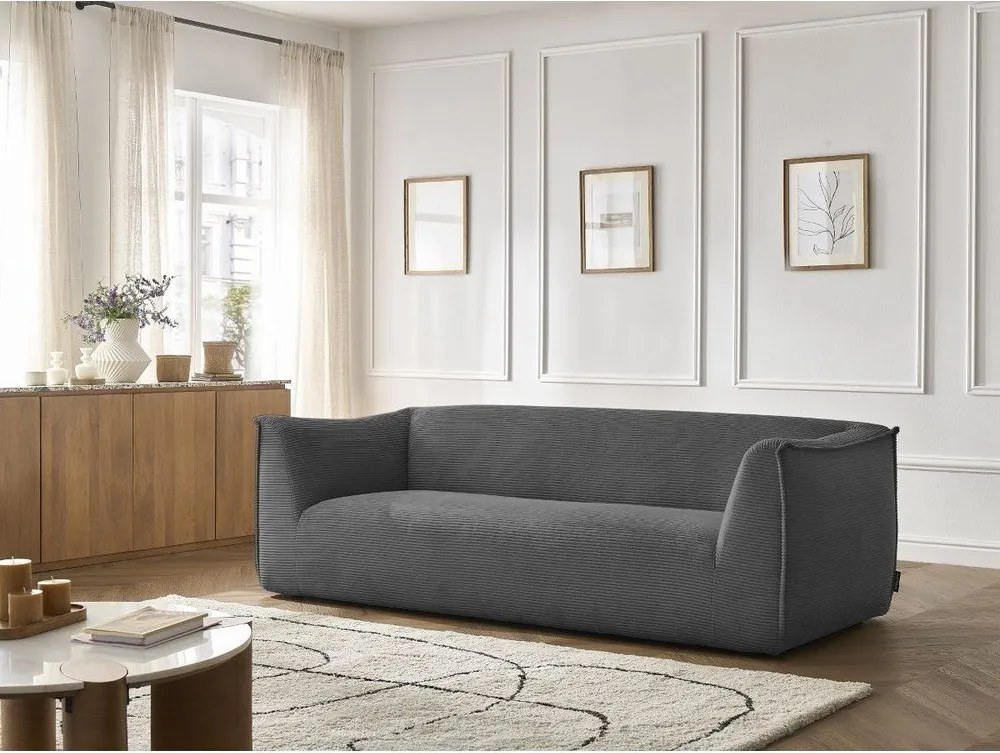 Sötétszürke kordbársony kanapé 242 cm Giorgia – Bobochic Paris