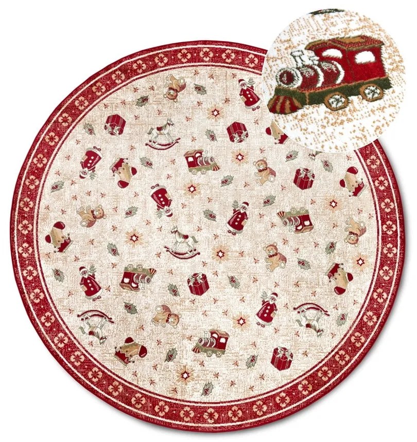 Piros pamutkeverék kerek szőnyeg karácsonyi mintával ø 200 cm Toy's Delight Red Christmas – Villeroy&amp;Boch