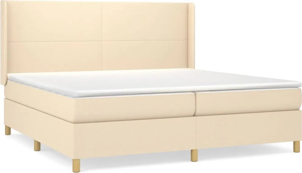 vidaXL krémszínű szövet rugós ágy matraccal 200 x 200 cm