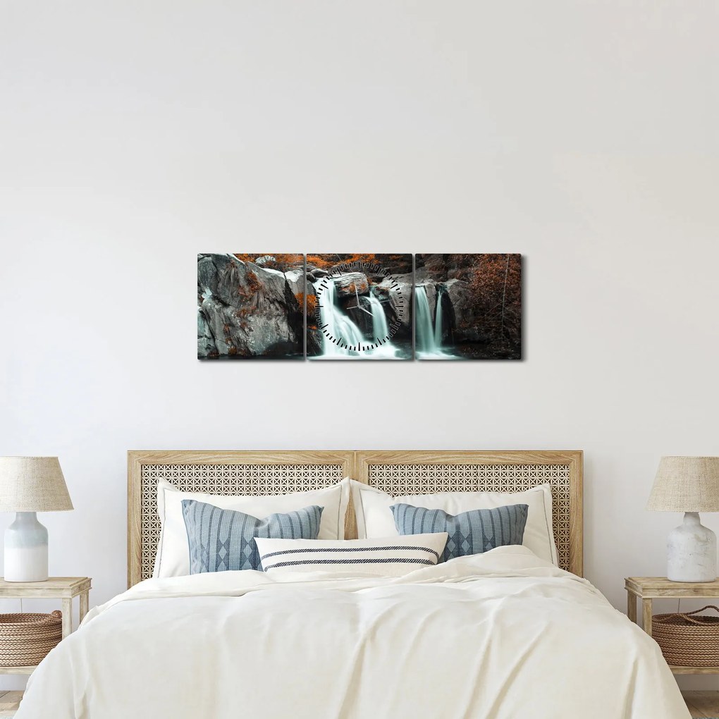 Kép - Vízesések (órával) (90x30 cm)